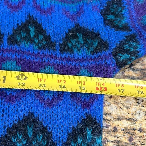 Gallagher Vintage Mohair Blend Geo Pattern Fuzzy Sweater Size S - Picture 6 of 7